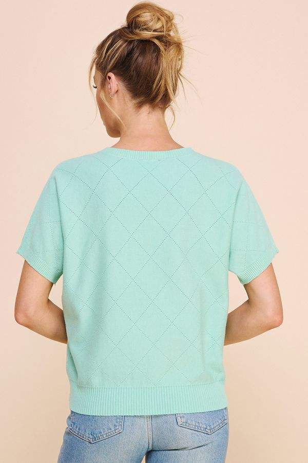 Allie - Super soft diamond short sleeve top Mint