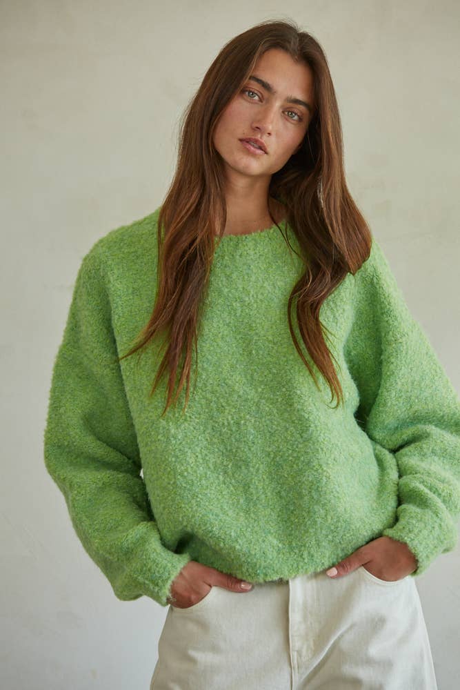 Chunky Spring Green Knit Sweater