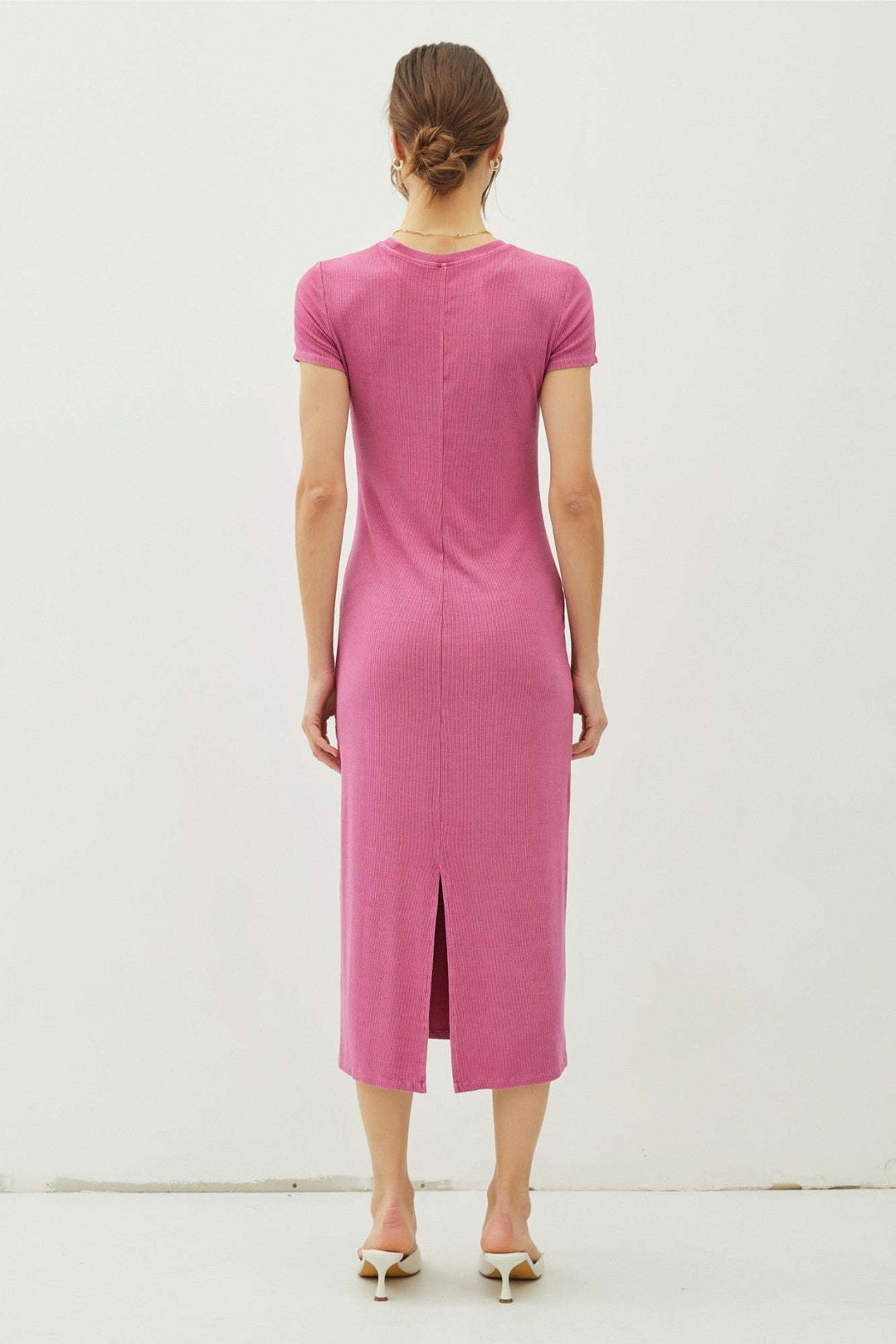 Basic Short Sleeve Midi Dress - The Color Collab