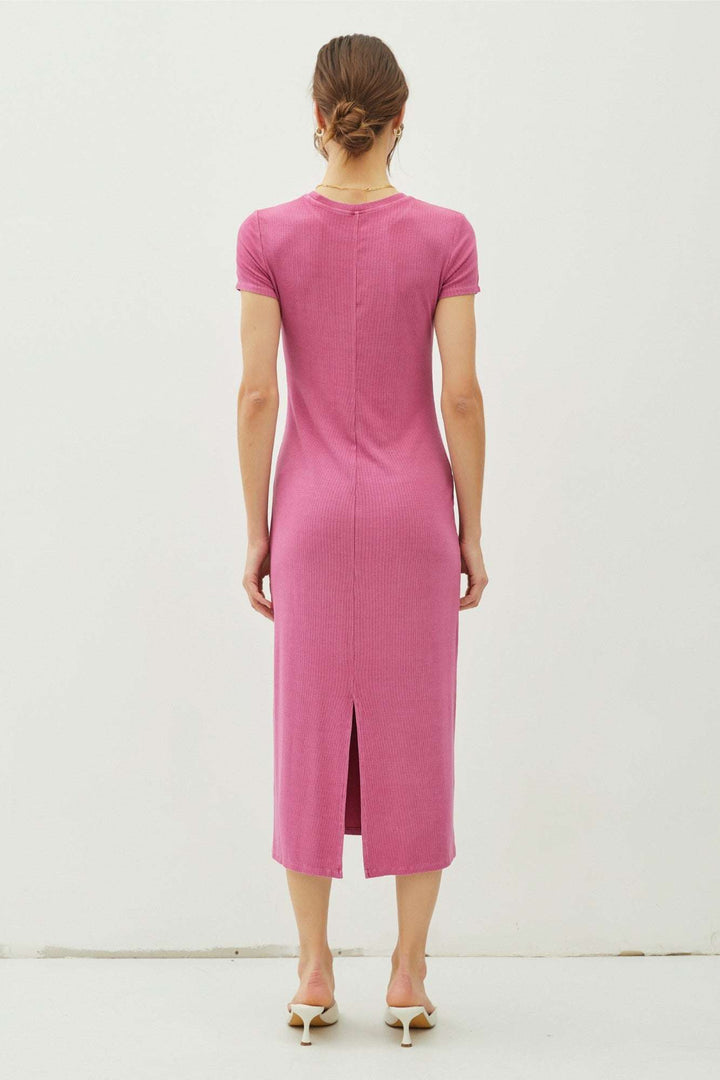 Basic Short Sleeve Midi Dress - The Color Collab