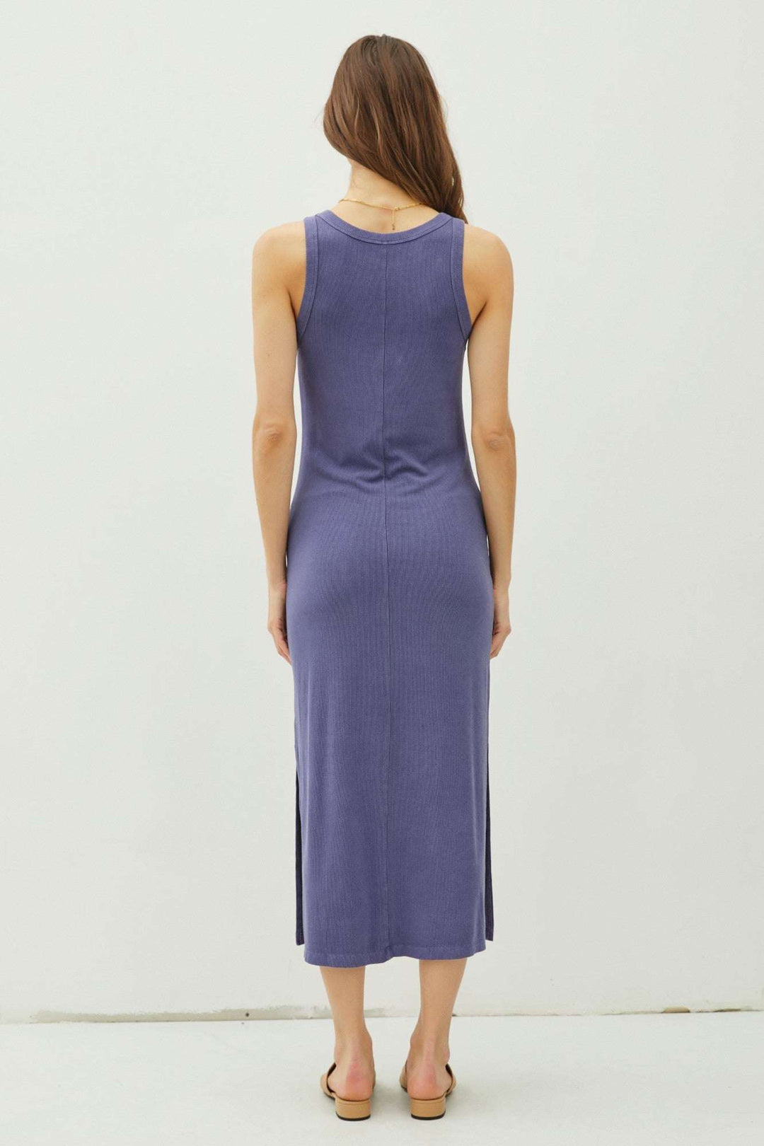Basic Side Slit Tank Midi Dress - The Color Collab