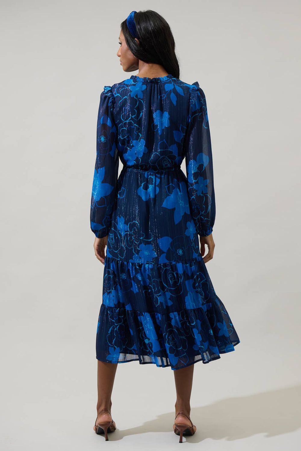 Bluford Floral Kristen Tiered Midi Dress: NavyBlue - The Color Collab