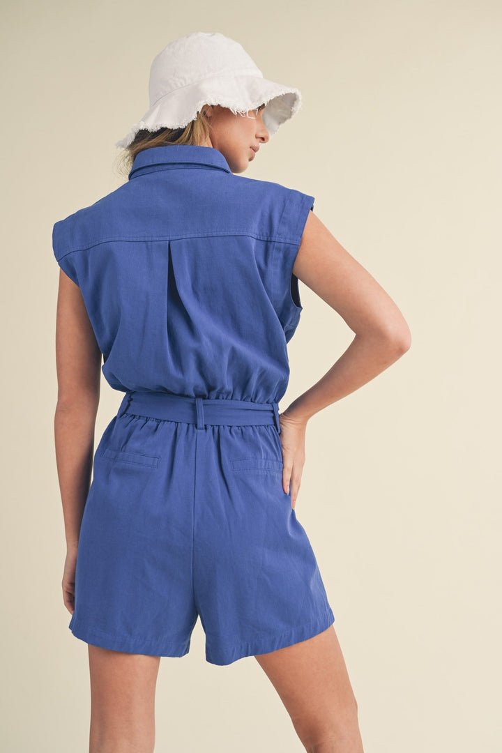 Button Up Cargo Romper - The Color Collab