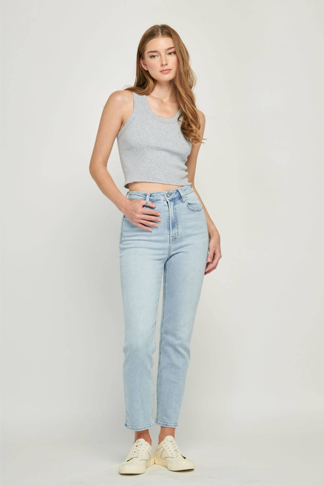 Medium Light Clean Classic Stretch Mom Jean