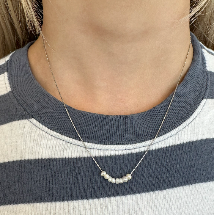 Nina Dainty Pearl Necklace - Silver