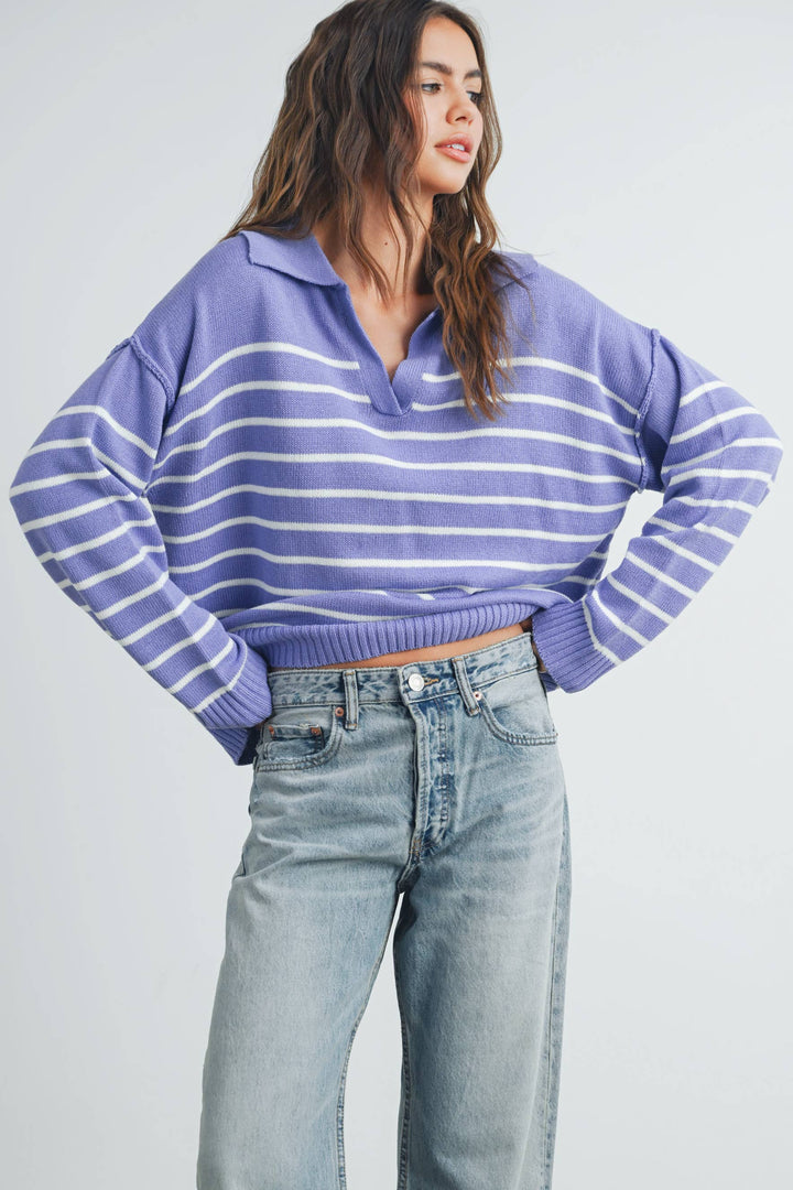 V-Neck Striped Sweater