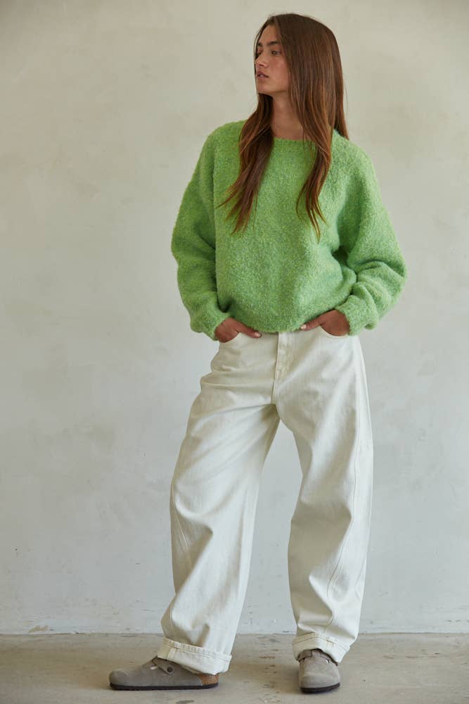 Chunky Spring Green Knit Sweater