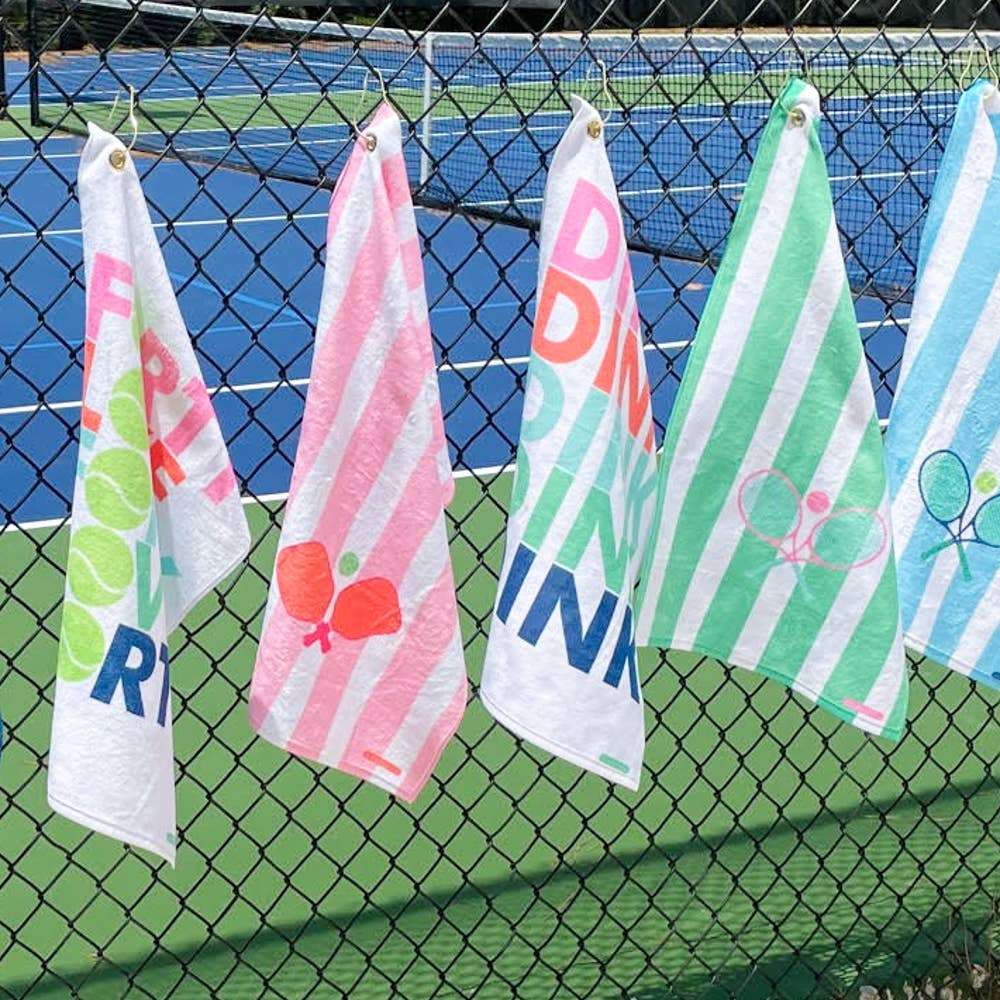 Clairebella Sport Towel - Cabana Stripe: Pickleball Pink - The Color Collab