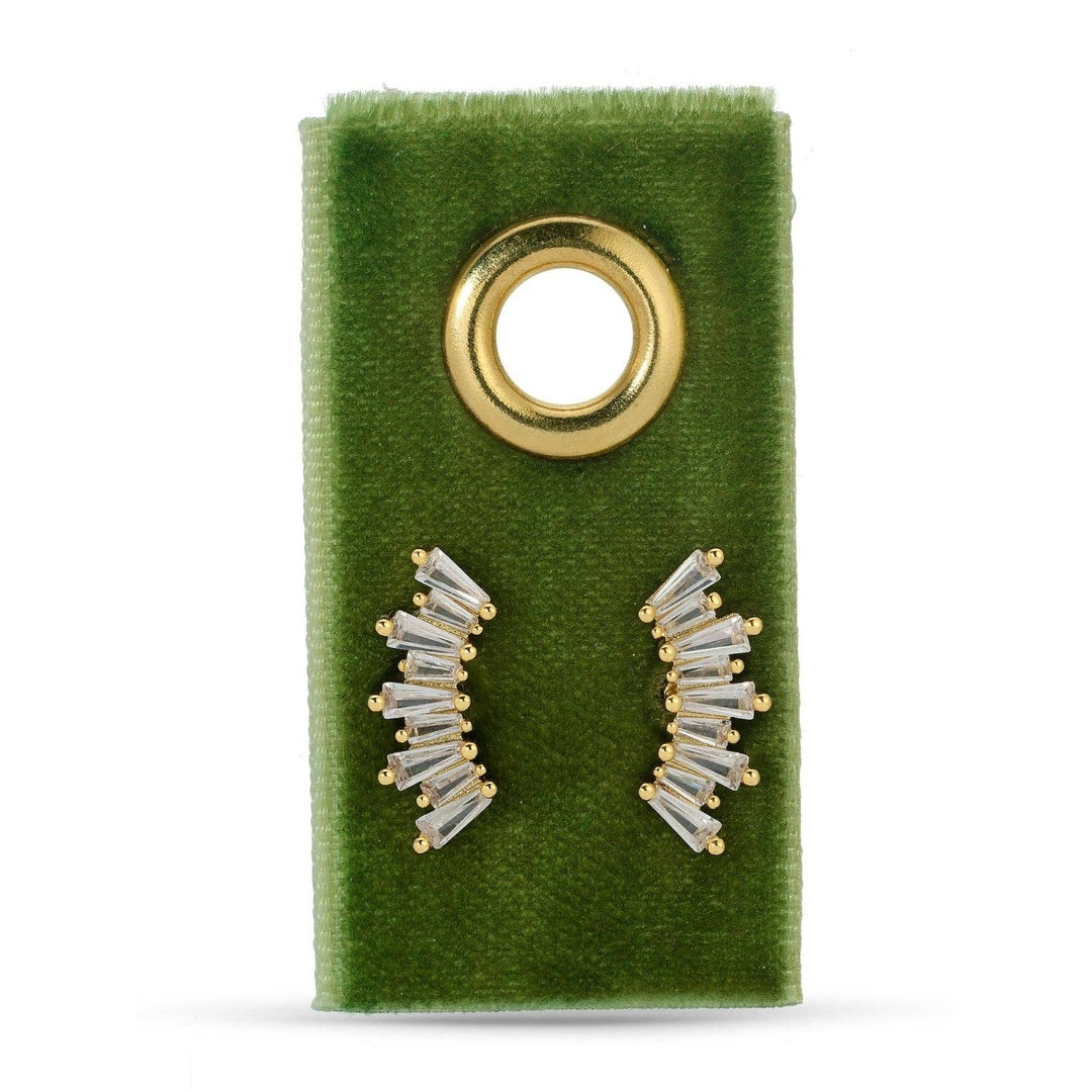 Curved Gold Baguette Stud - The Color Collab