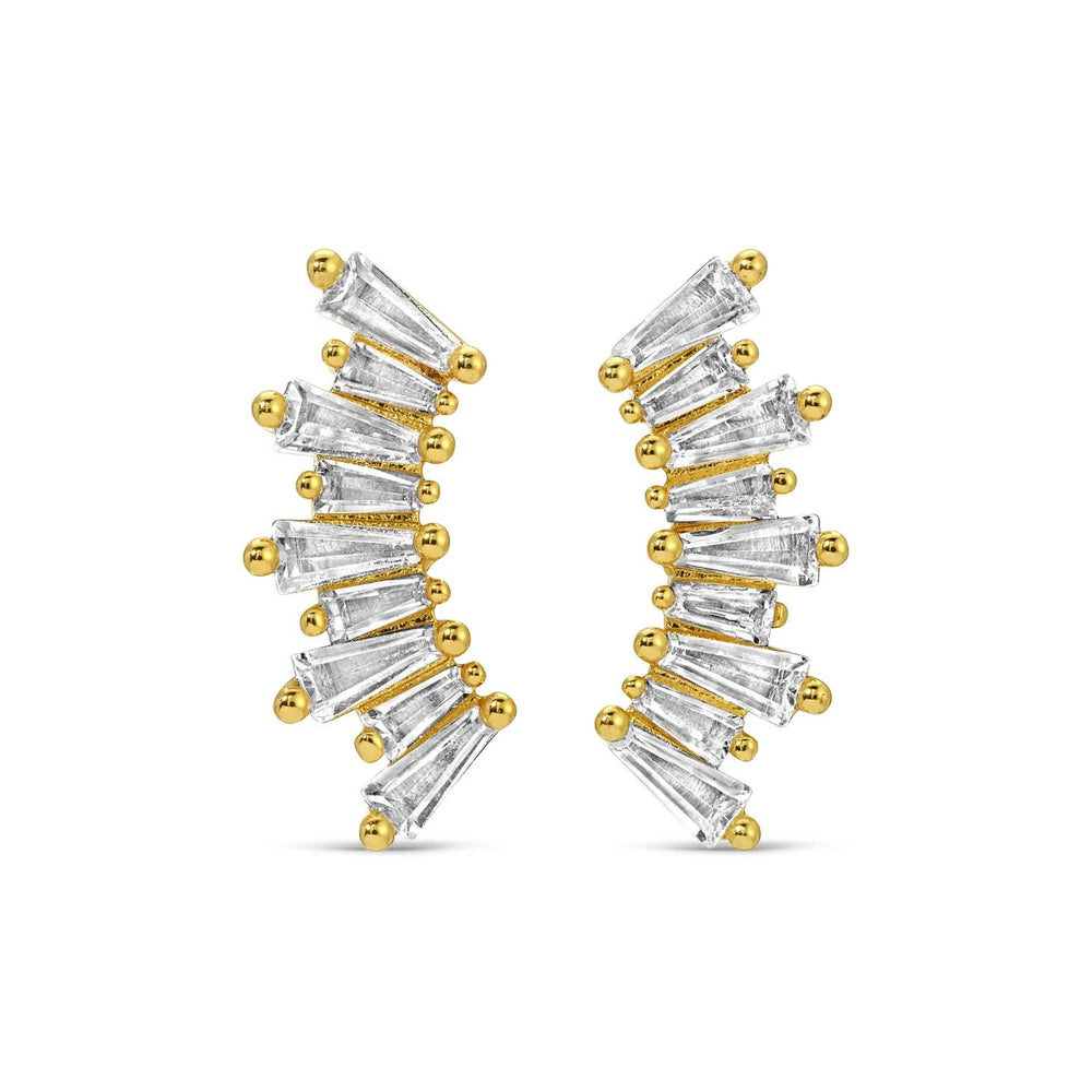 Curved Gold Baguette Stud - The Color Collab