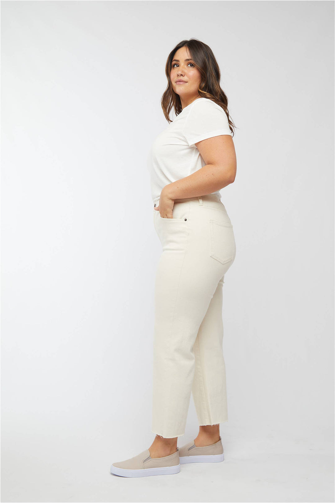 Aberdeen Ankle Crop High Rise Jean-Ecru