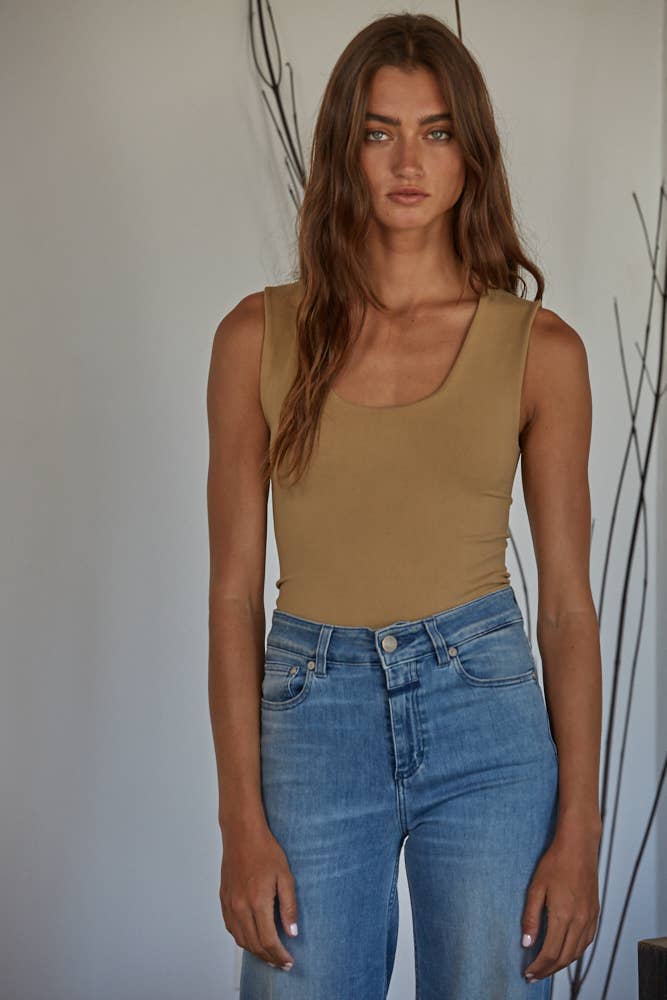 Double Layered Seamless Top: Iced Coffee - The Color Collab