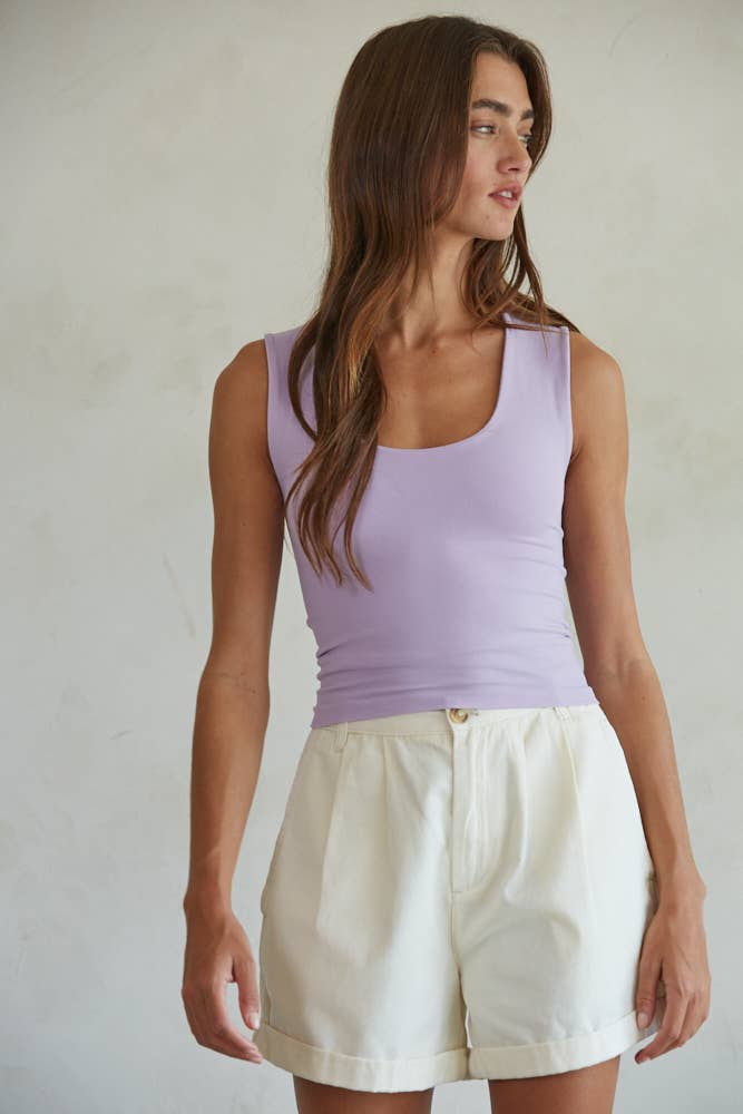 Double Layered Seamless Top: Lavender - The Color Collab