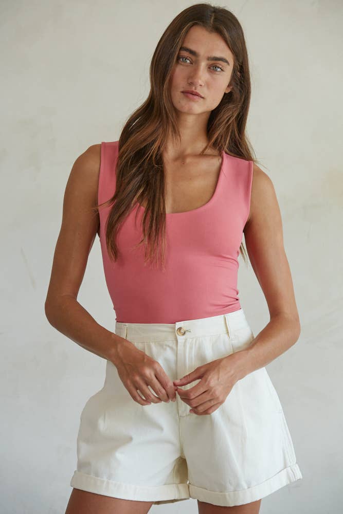Double Layered Seamless Top: Light Cherry - The Color Collab