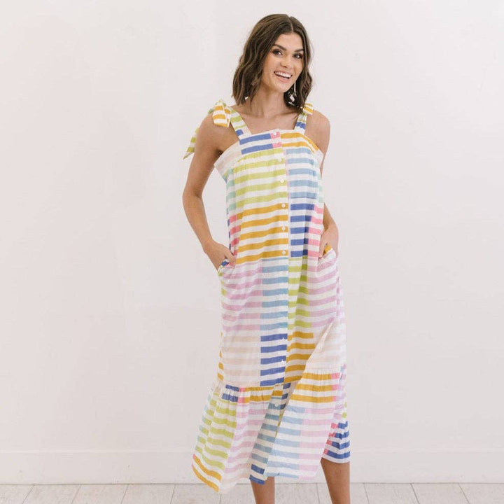 Colorful Stripe Positano Dress: M