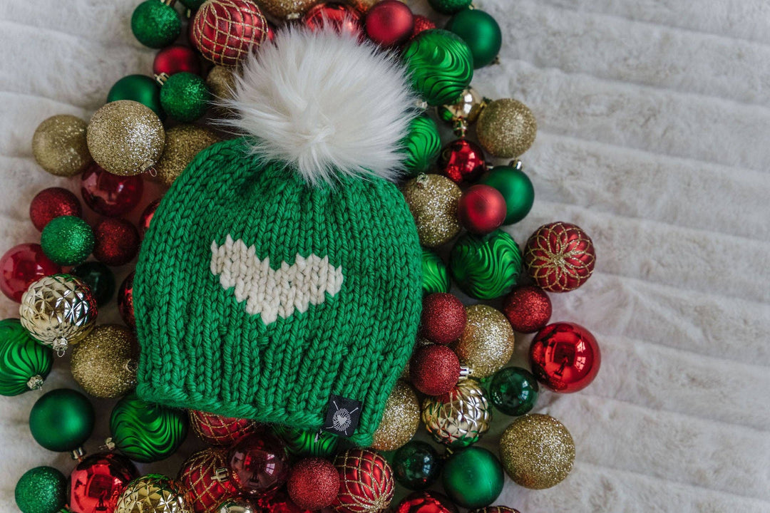 Big Heart Faux Fur Pom-Pom Beanie: Feeling Festive