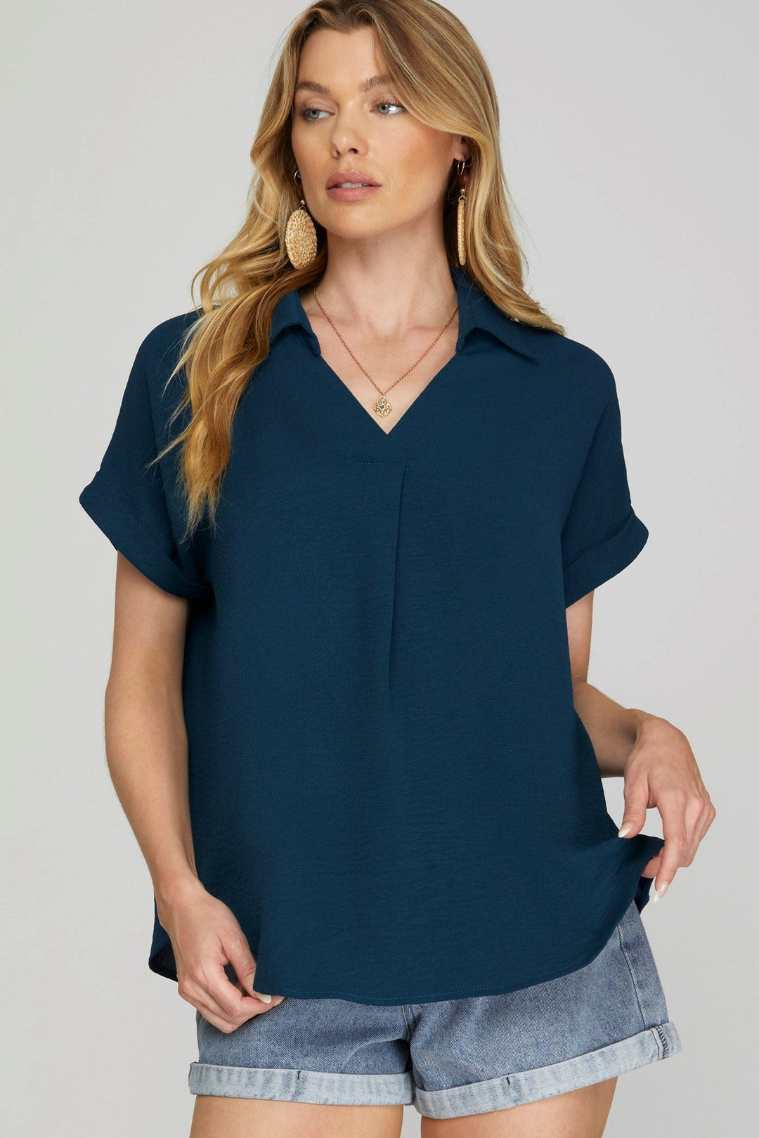 Emily V - Neck Blouse - The Color Collab