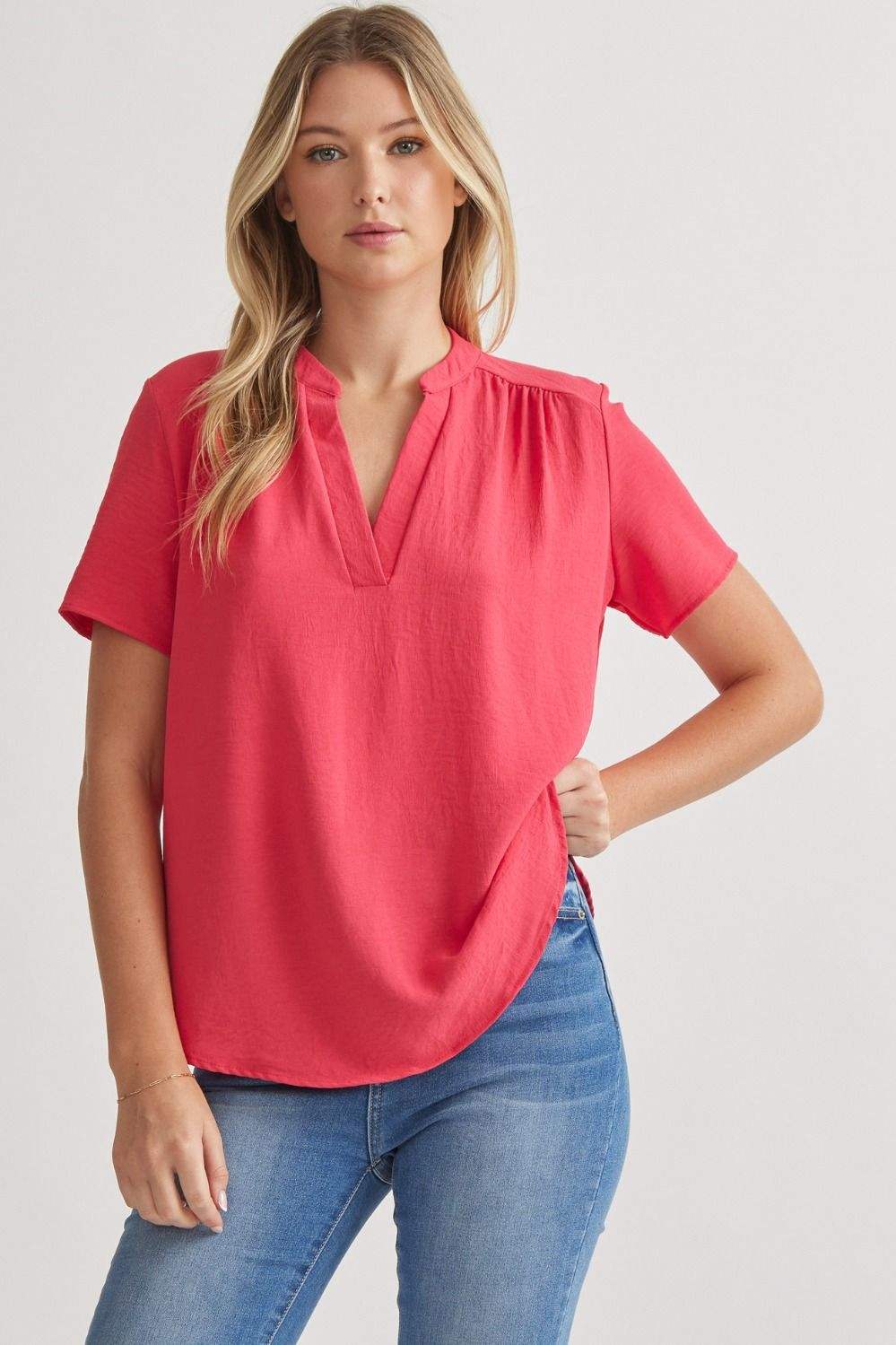 Emily V - Neck Blouse - The Color Collab