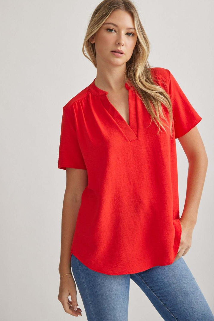 Emily V - Neck Blouse - The Color Collab