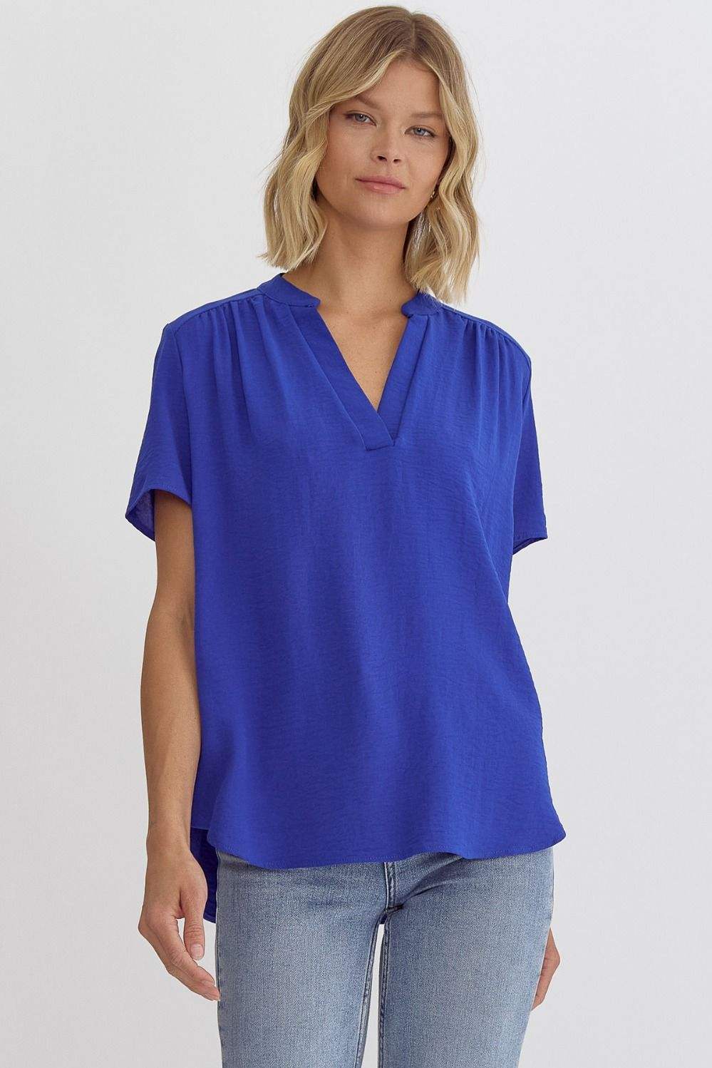 Emily V - Neck Blouse - The Color Collab