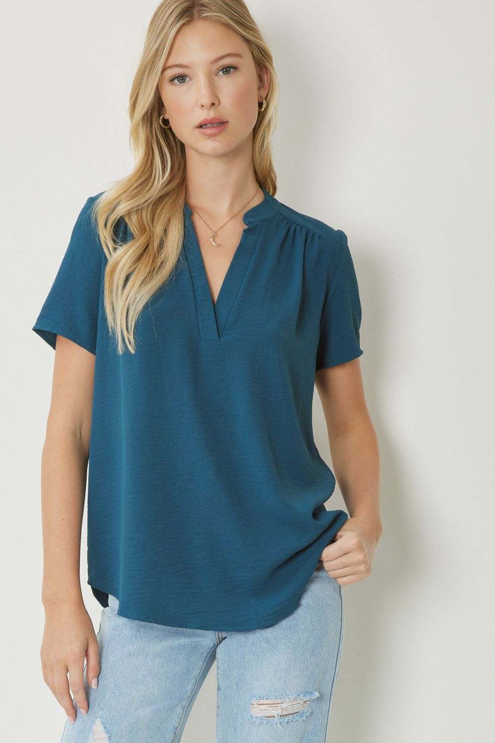 Emily V - Neck Blouse - The Color Collab