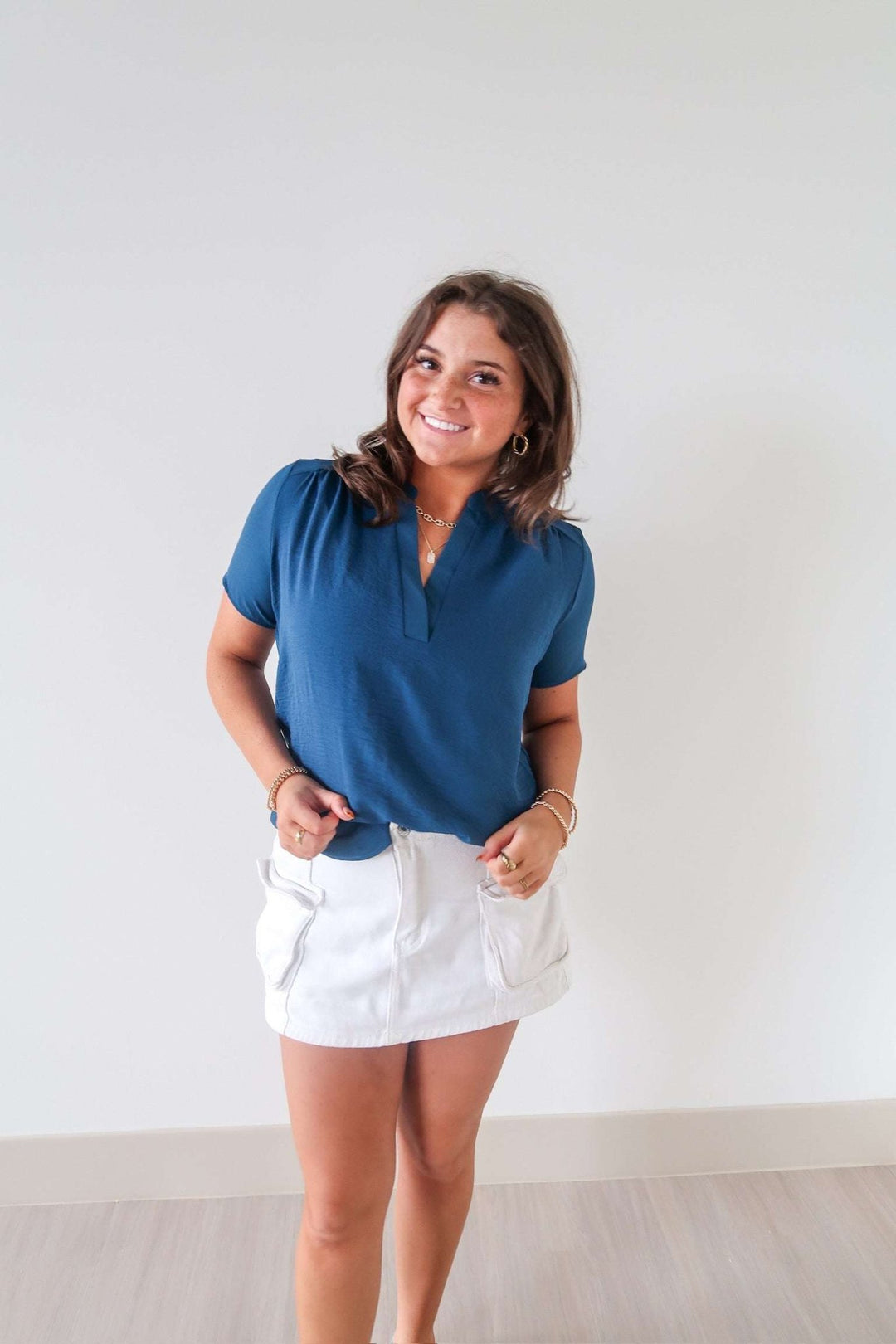Emily V - Neck Blouse - The Color Collab