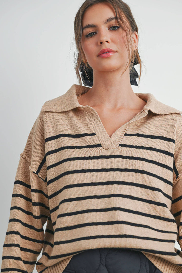 V-Neck Striped Sweater