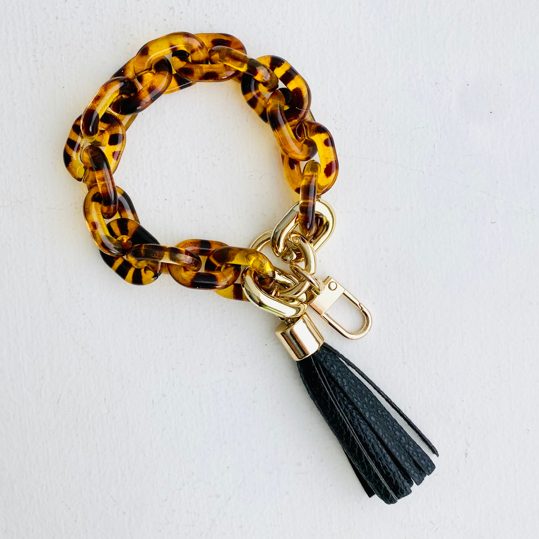 Chain Link Bangle Keychain Teal