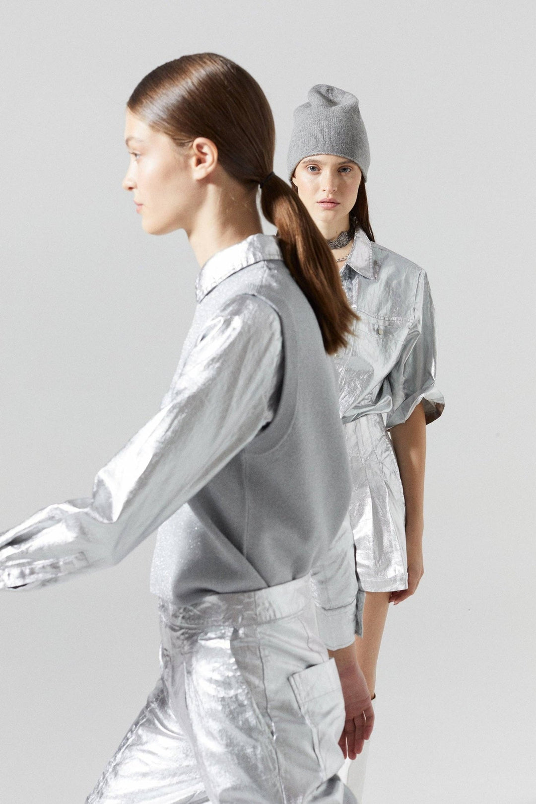 Glitter Knitted Silver Top - The Color Collab