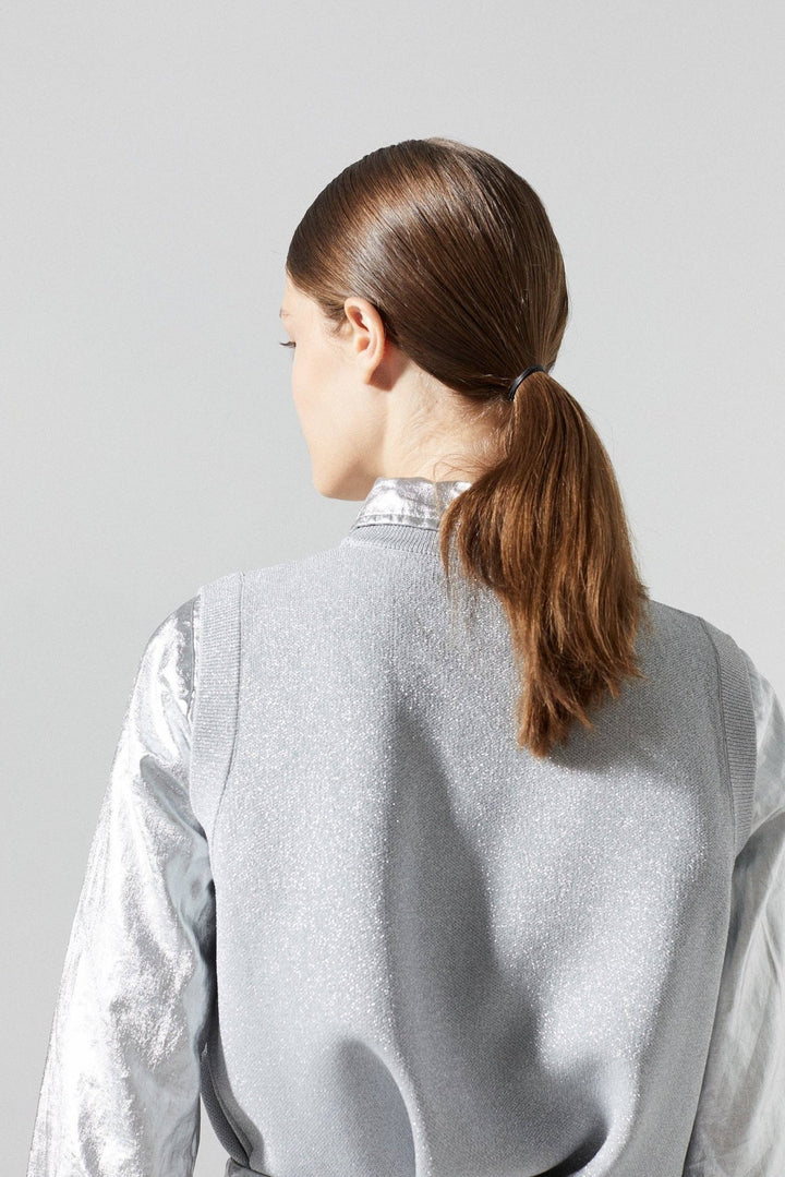 Glitter Knitted Silver Top - The Color Collab