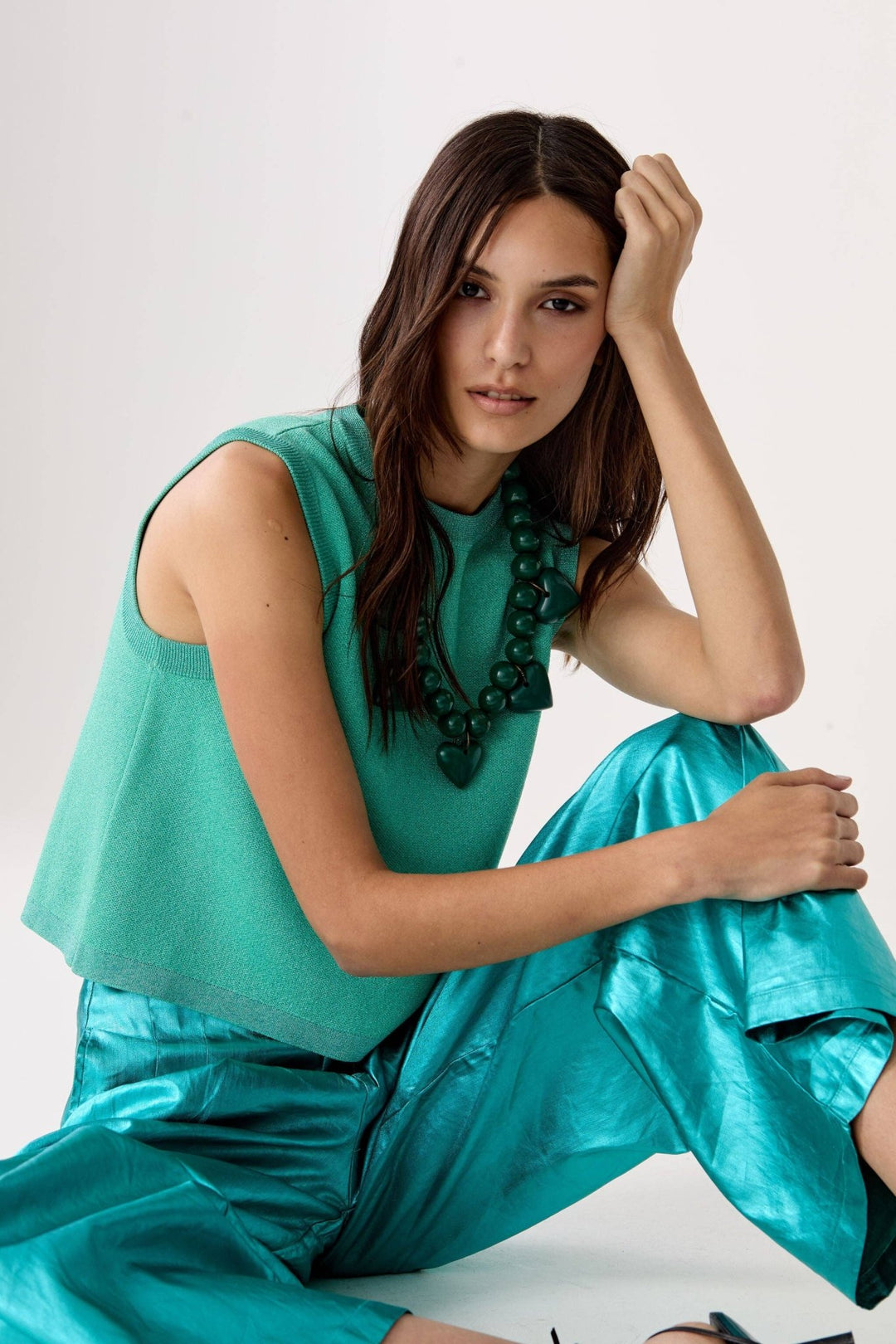 Glitter Knitted Top - Turquoise - The Color Collab