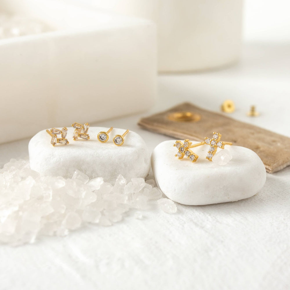 Gold Cross Velvet Stud Set - The Color Collab