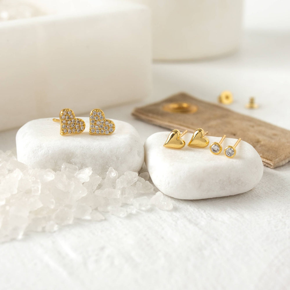 Gold Heart Velvet Stud Set - The Color Collab