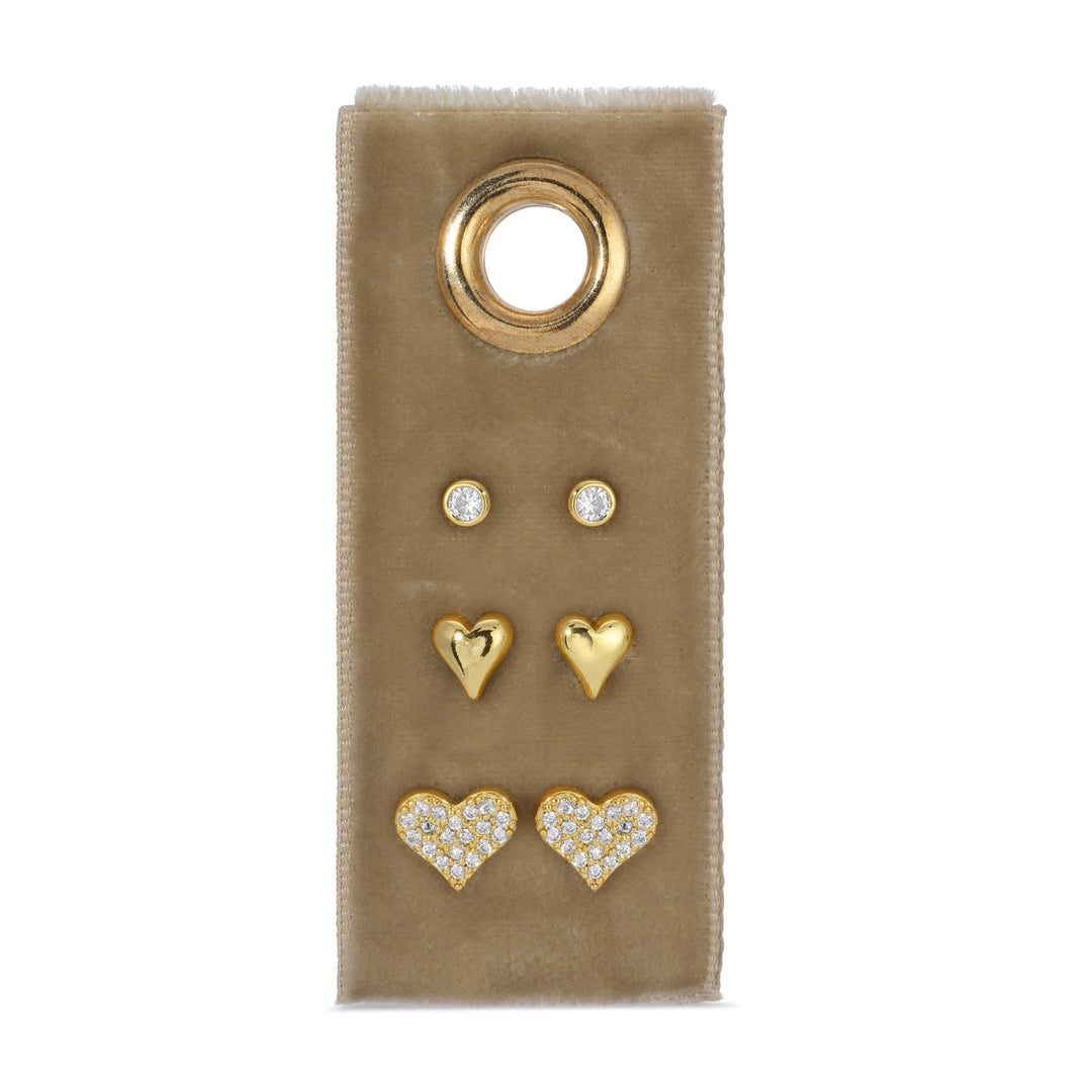 Gold Heart Velvet Stud Set - The Color Collab