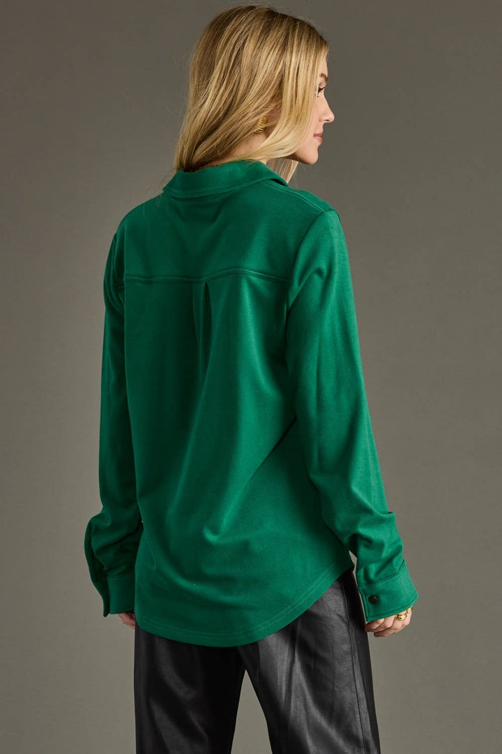 Green Super Soft Button Up - The Color Collab