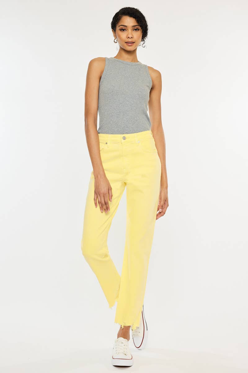 HIGH RISE STRAIGHT FIT - YELLOW - The Color Collab