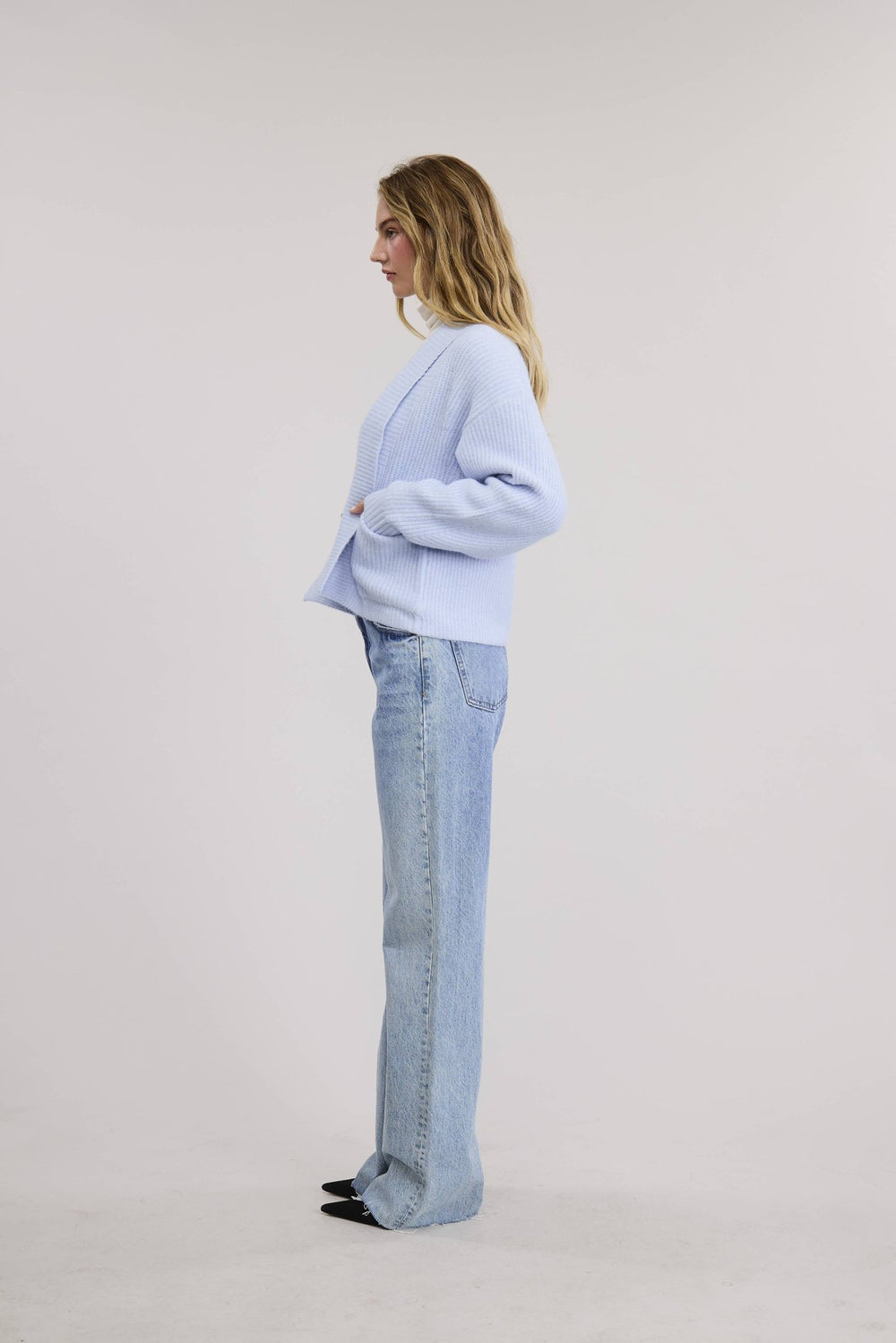 Leina Roll Collar Sweater Cardigan - The Color Collab