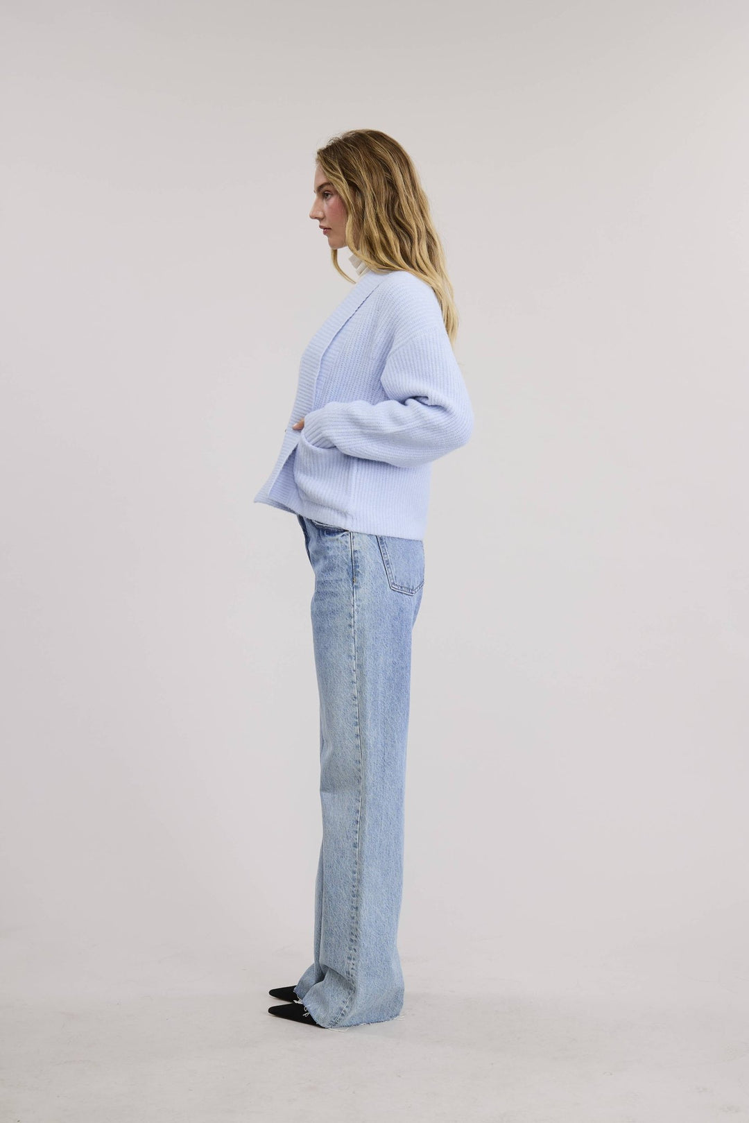 Leina Roll Collar Sweater Cardigan - The Color Collab
