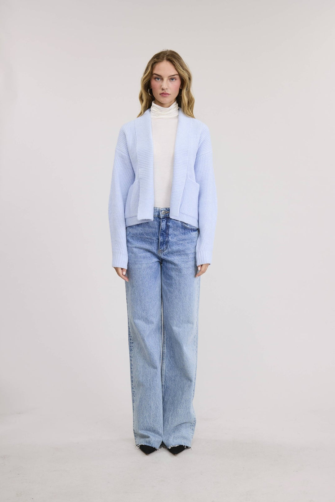Leina Roll Collar Sweater Cardigan - The Color Collab