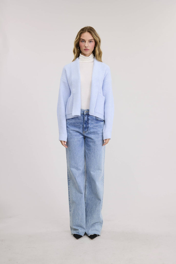 Leina Roll Collar Sweater Cardigan - The Color Collab
