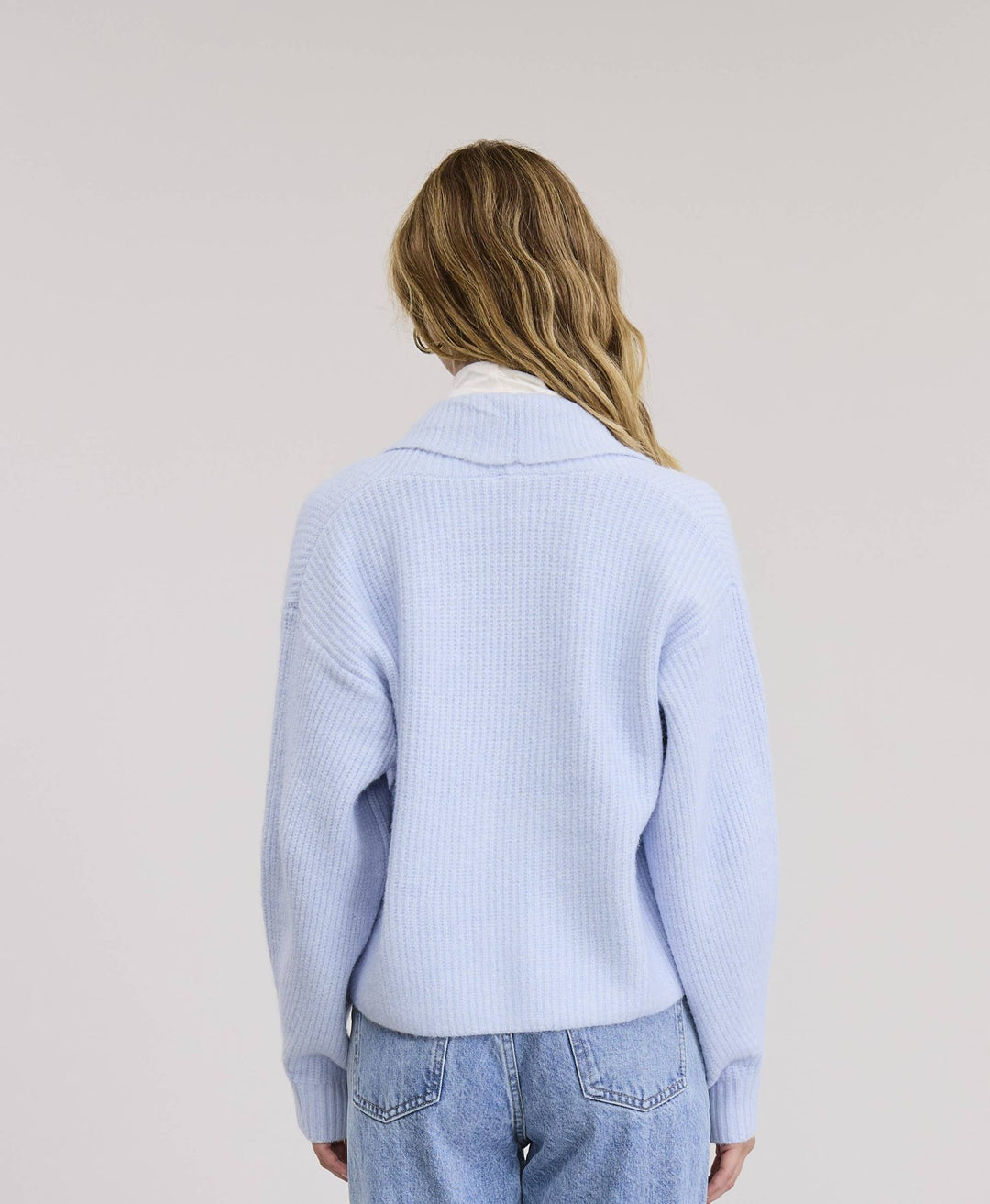 Leina Roll Collar Sweater Cardigan - The Color Collab