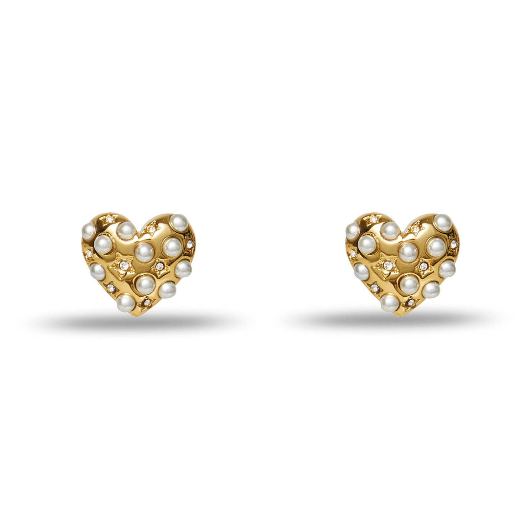Lele Sadoughi Gold & Pearl Heart Earrings - The Color Collab
