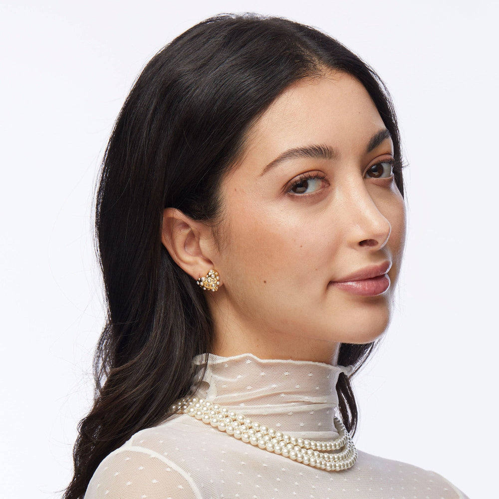 Lele Sadoughi Gold & Pearl Heart Earrings - The Color Collab