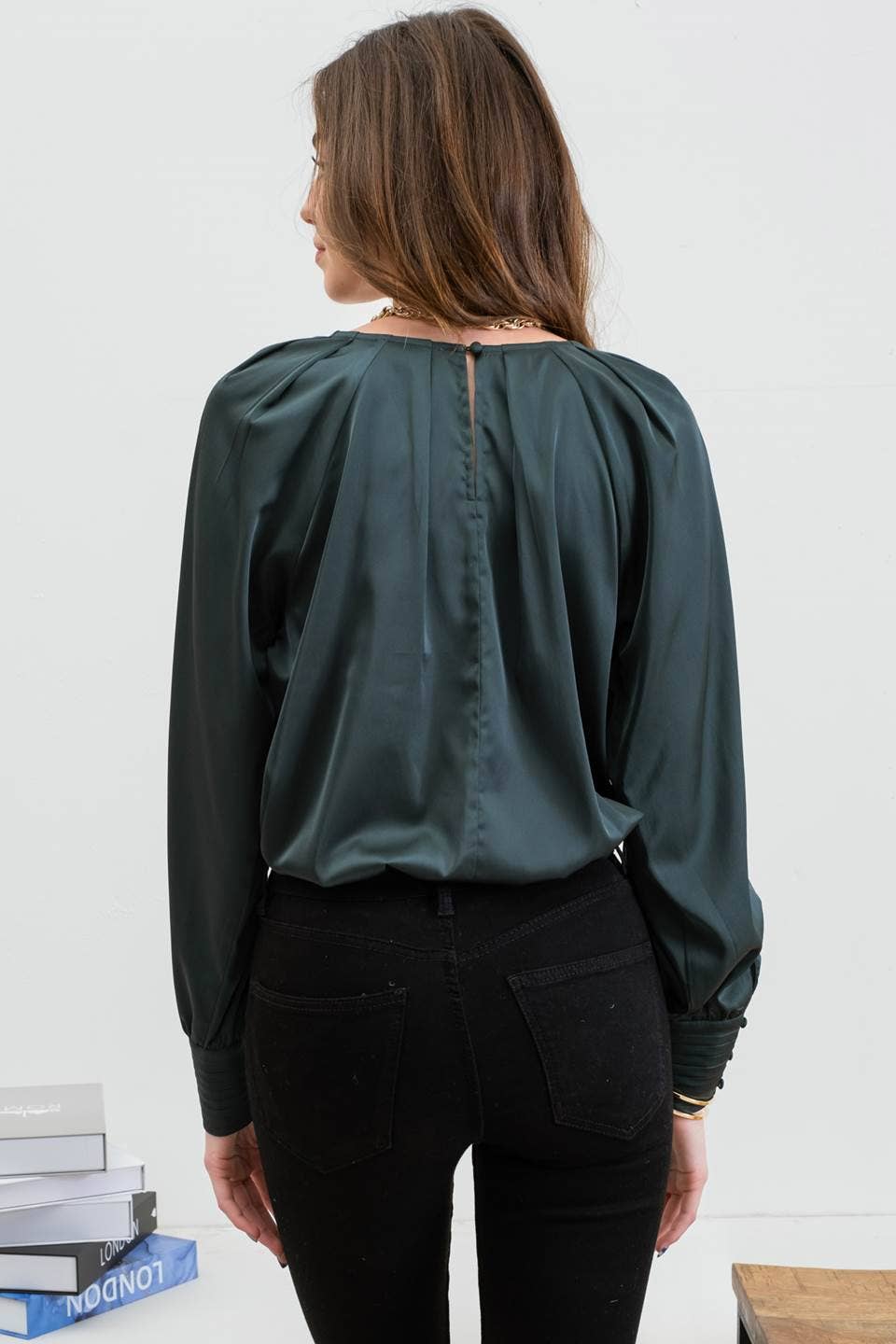 Long Buttoned Bishop Sleeve Blouse - The Color Collab