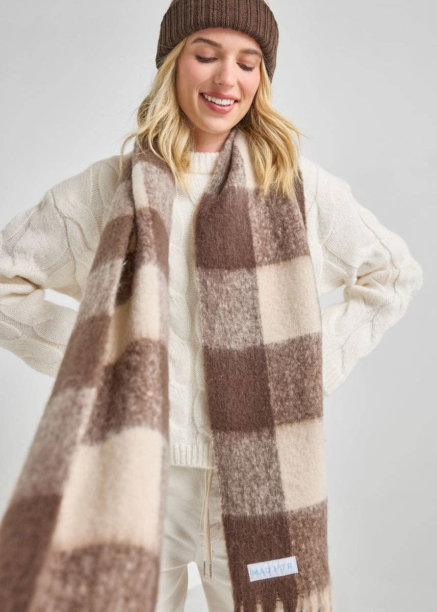 Mad Hatter Oversized Blanket Scarf - Espresso & Cream - The Color Collab