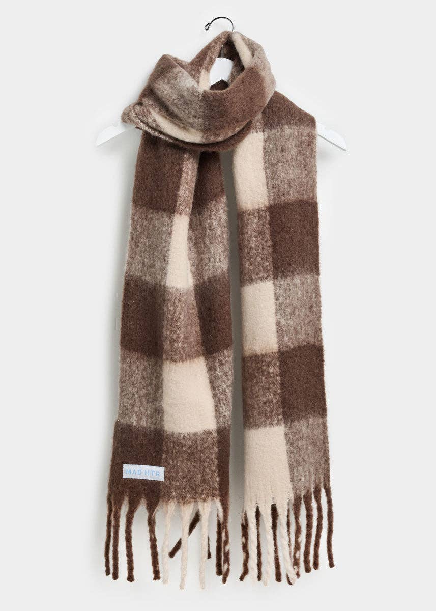 Mad Hatter Oversized Blanket Scarf - Espresso & Cream - The Color Collab