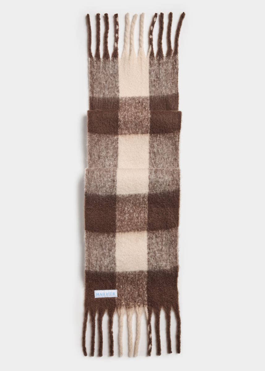 Mad Hatter Oversized Blanket Scarf - Espresso & Cream - The Color Collab