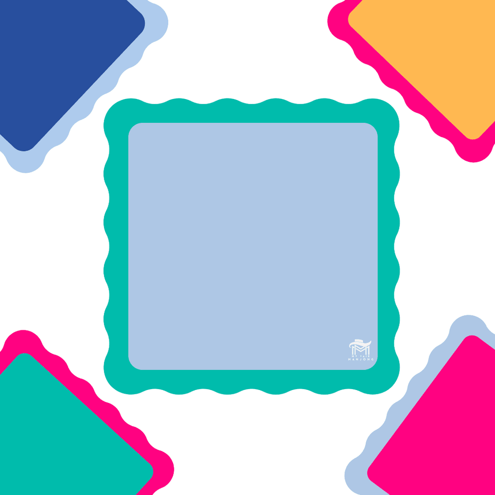 MAHJONG MAT | Color Wave | 31" x 31": Green Center - Pink Scallop - The Color Collab