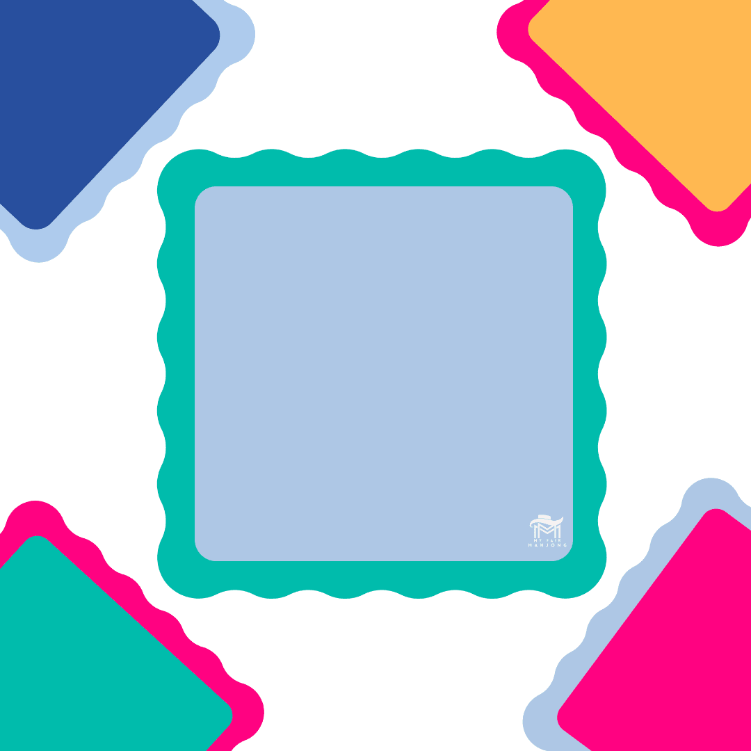 MAHJONG MAT | Color Wave | 31" x 31": Green Center - Pink Scallop - The Color Collab