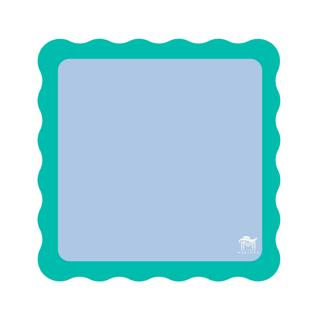 MAHJONG MAT | Color Wave | 31" x 31": Green Center - Pink Scallop - The Color Collab